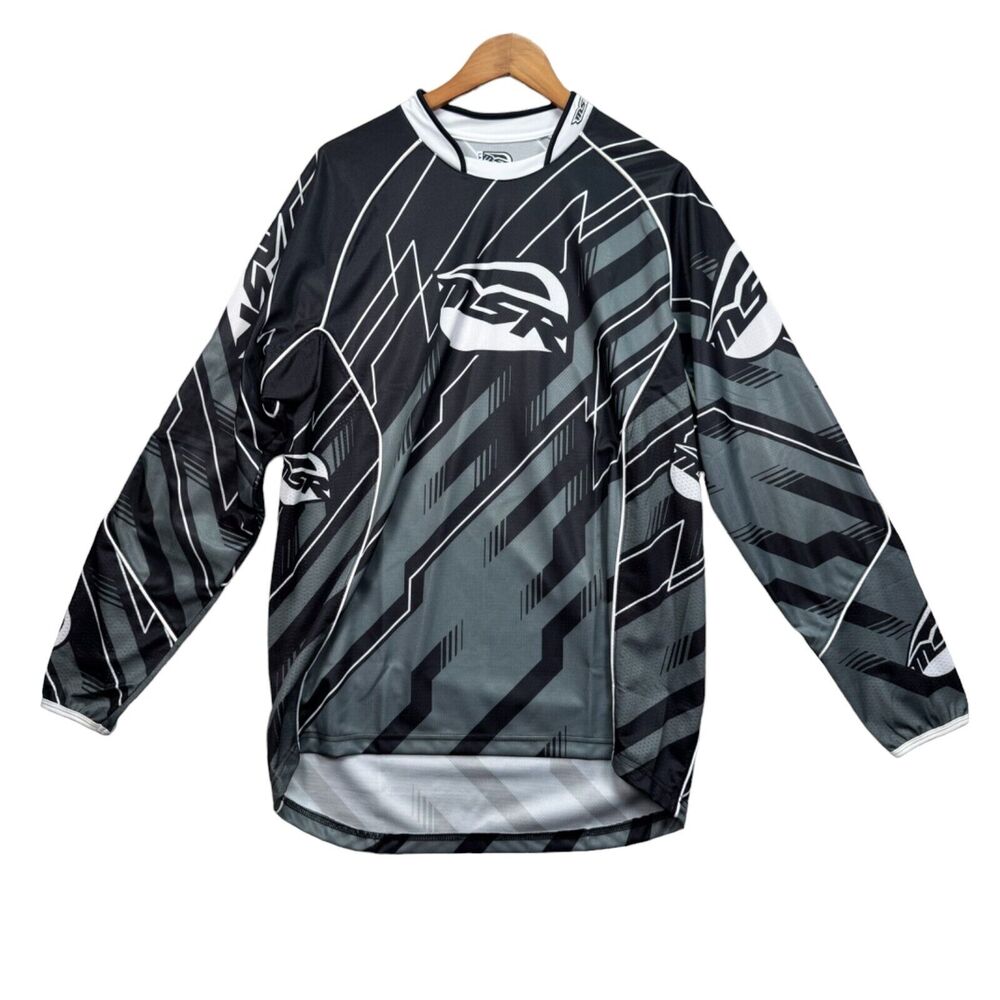 MSR Axxis Motocross Bike Cycle Balenciaga L/S MTN Black Graphic Jersey sz L
